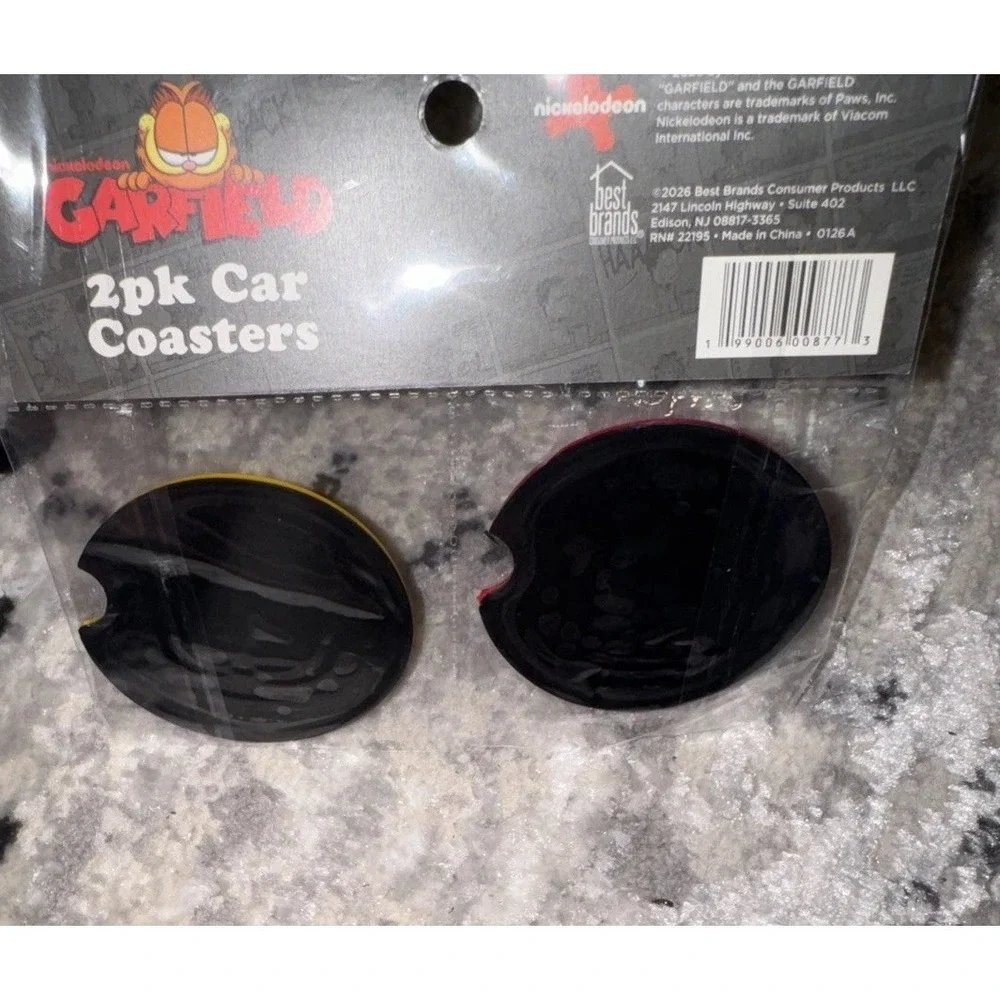 Nickelodeon GARFIELD 2 Pack Plastic Car Coasters NIP‎